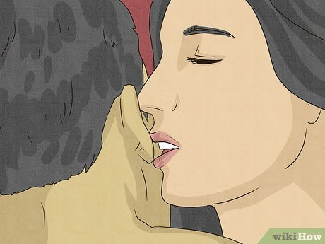 Break up the kisses by moving a little lower around his face.